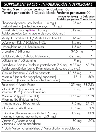 BRAINY TABLA NUTRICIONAL