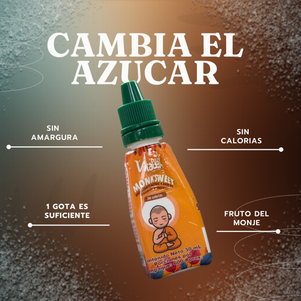 Endulzante natural MONK SWEET de fruta del monje sin calorías y sin amargor, frasco 30 ml.