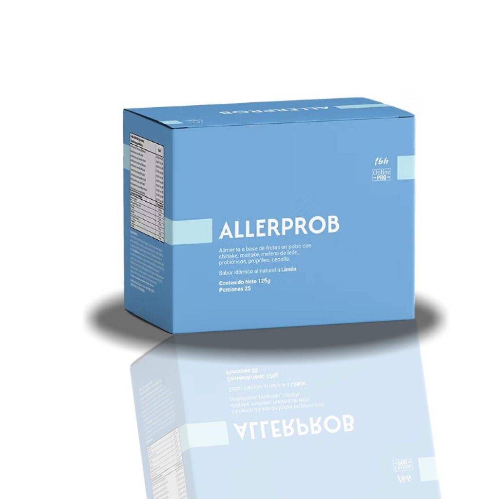 Allerprob alimento en polvo con prebióticos y probióticos, caja azul 125 g.