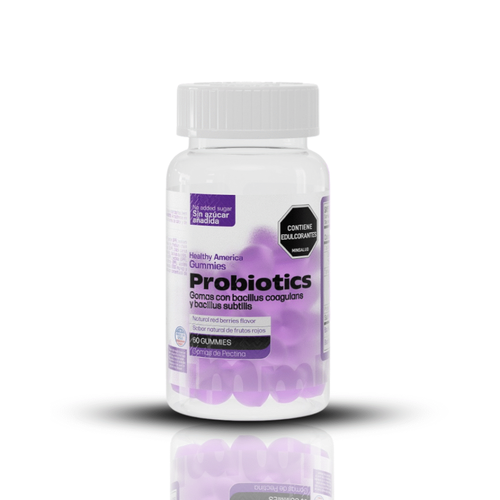 Gomitas probióticas Healthy America sabor frutos rojos para digestión y colon irritable